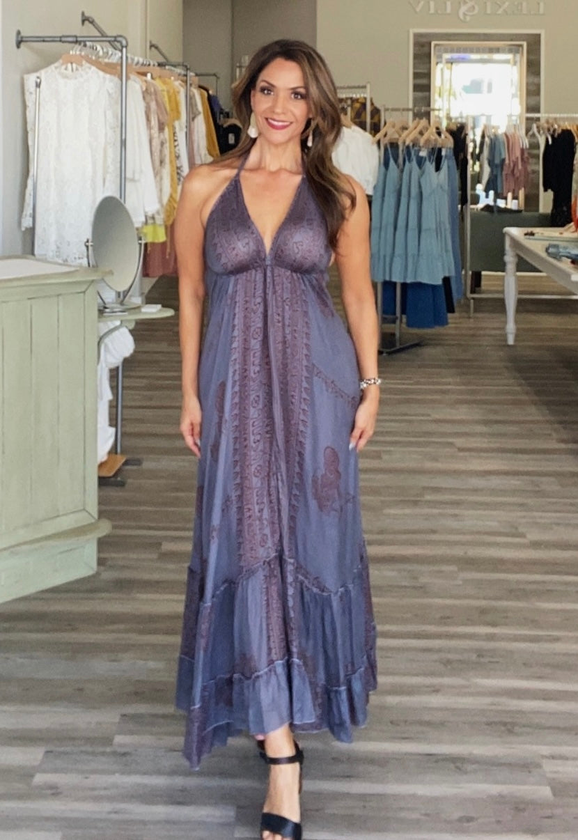lexi boho maxi dress Cupshe Resort Dress| Boho Paisley Plunging Maxi Dress - Blue