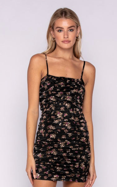 BLACK PURPLE FLORAL MINI DRESS – Lexi and Liv Dresses